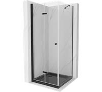 Mexen Lima cabine de douche pliante 80 x 80 cm, transparent, noir + receveur de douche Flat, noir - 856-080-080-70-00-4070B 13438 5907709166677