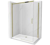 Cabine de douche Mexen Omega 140 x 70 cm, or, receveur de douche plat inclus