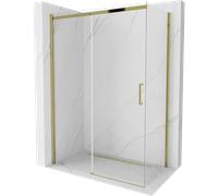 Cabine de douche Mexen Omega 140 x 80 cm, transparent/or, porte coulissante