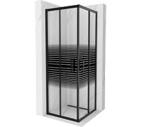Cabine de douche Mexen Rio 70 x 70 cm rayé noir, porte coulissante 5 mm verre