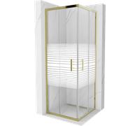 Cabine de douche Mexen Rio 70 x 70 cm, rayée, dorée, porte coulissante, verre...