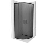 Cabine de douche Mexen Rio 80 x 80 cm demi-cercle, graphite, noir, porte coul...