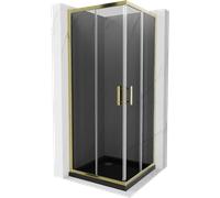 Cabine de douche Mexen Rio 80 x 80 cm or + receveur de douche noir, porte cou...