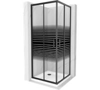 Cabine de douche Mexen Rio 90 x 90 cm noir Bandes avec baignoire blanche plate