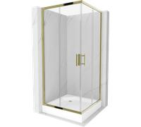 Cabine de douche Mexen Rio 90 x 90 cm transparente or + baignoire blanche