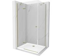 Cabine de douche Mexen Roma 80 x 100 cm transparente or + baignoire plate