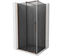 Cabine de douche Mexen Velar 120 x 75 cm, porte coulissante, graphite/or rose