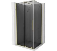 Cabine de douche Mexen Velar 90 x 110 cm, graphite/or, porte coulissante, ver...