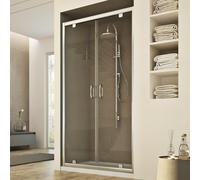 Idralite Cabine de douche paroi verre transparent 2 portes pivotantes 120 cm H185