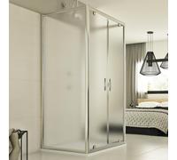 CABINE DE DOUCHE PAROI DE DOUCHE 3 PAROIS OUVERTURE 2 PORTES PIVOT VERRE CARRÉ