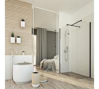 CABINE DE DOUCHE PAROI FIXE 2 PAROIS WALK IN VERRE TRANSPARENT 8MM H198 BLACK