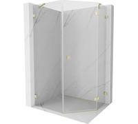 Cabine de douche pentagonale Mexen Lunar 80 x 100 cm, dorée, droite, transpar...