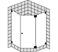 Cabine de douche pentagonale SPRINZ Omega sur mesure avec porte battante ou porte, dimensions jusqu'à : 1000x1000x2000mm, O51.0CH, Cabines de douche: Pièces de montage : Chrome, type verre : lumière c