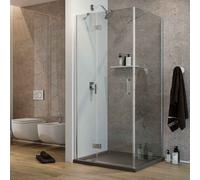 Idralite Cabine de Douche 70x20 CM H190 Transparent avec Easyclean Mod. Flip Porte + Fixe