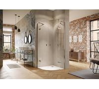 Cabine de douche quart de cercle HÜPPE Solva, 2 ailes, segment fixe, type 1000/1000, rayon 500/470, montage receveur de douche et sol carrelé, S24002182321, Cabines de douche: Couleur du profilé White
