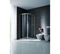 Cabine de douche quart de cercle Koralle avec 2 éléments coulissants et 2 panneaux fixes myDay VSF rayon 520 80/80 775-795x2000mm, VB23408020DP1, Cabines de douche: Cadre : Argent poli, Verre : ESG Gl
