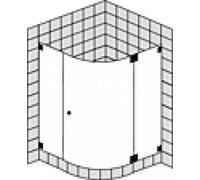 Cabine de douche quart de cercle sur mesure SPRINZ Omega avec porte, rayon : 520-530mm, dimensions : 1000x1000x2000mm, O15.4CHM, Cabines de douche: Pièces de montage : Chrome, type verre : lumière cri