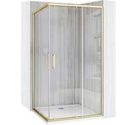 Cabine De Douche Rea City 80X100 Paroi Et Porte De Douche Or Brossé 80X100X190Cm + Receveur De Douche Savoy Black