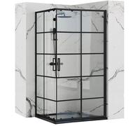 Rea CABINE DE DOUCHE CONCEPT BLACK 80X100x190 cm Verre trempé de sécurité transparent 5mm (Noir) Sans receveur de douche