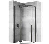 Cabine De Douche Rea Diamond Paroi Et Porte De Douche Noir 80X80X195Cm