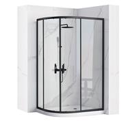 Cabine De Douche Rea Look 80X100 Paroi Et Porte De Douche Noir 80X100X190Cm + Receveur De Douche Droit