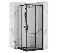 Cabine De Douche Rea Punto Paroi Et Porte De Douche Noir 90X90X190Cm