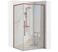 Cabine De Douche Rea Solar Paroi Et Porte De Douche Cuivre Brossé 90 X 90 X 195 Cm