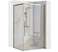 Cabine De Douche Rea Solar Paroi Et Porte De Douche Or 90 X 90 X 195 Cm