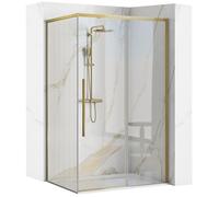 Cabine De Douche Rea Solar Paroi Et Porte De Douche Or Brossé 120 X 90 X 195 Cm