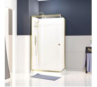 Cabine de douche Rectangle 110x80x200/230cm - Receveur Bas - Fonds Blancs et Profilés Or Brossé