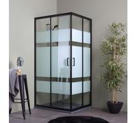 CABINE DE DOUCHE RECTANGULAIRE 70X100 NOIRE AVEC PAROIS SÉRIGRAPHIÉES CITY