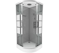 Cabine de douche 1/4 de cercle 90x90x215cm avec bande depolie - SILVERY STRIPE ROUND