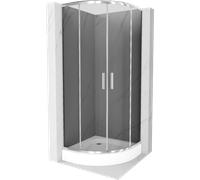 Cabine de douche ronde Mexen Rio 80 x 80 cm graphite chrome + receveur de dou...