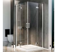 Idralite Cabine de Douche 90x90 CM H190 Transparent avec Easyclean Mod. Flip Porte + Porte Ouverture Pivotante