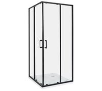 Cabine de Douche en Verre Trempé 80 x 80 x 185 cm Double Porte Coulissante Noir Tela