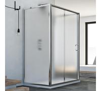 CABINE DE DOUCHE VERRE 3 PAROIS 80X100X80 CM GRANITÉ C PORTE UNIQUE COULISSANTE