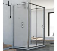 CABINE DE DOUCHE VERRE 3 PAROIS 80X140X80CM TRANSPARENT PORTE UNIQUE COULISSANTE
