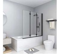 vidaXL Cabine de douche Pliable 3 panneaux Verre de sécurité 130x138 cm Noir mat