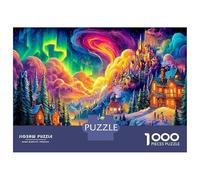 Cabine de forêt psychédélique 1000 Pièces Puzzle Cadeau - Papier Recyclé & Puzzle Éveil Bâtiment forestier - pour Amis 38x26cm/1000pcs Cadeau De Maison