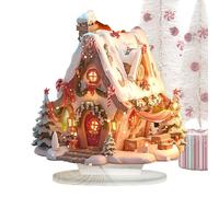 Cabine de Noël lumineuse - Programme de maison de lumière de Noël | Acrylique Light House Cottage Candle Holder | Ornement d'église de Noël lumineux pour la maison