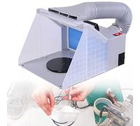 Cabine de Peinture aérographe, Cabine de Peinture Portable avec éclairage LED, Ventilateurs à Plateau tournant et Tuyau filtrant, kit de Cabine de Peinture aérographe