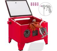 Cabine de sablage AREBOS 90 litres Accessoires pour compresseur y compris pistolet de sablage avec 4 buses en céramique gants de travail fenêtre de visualisation + 5 films de rechange