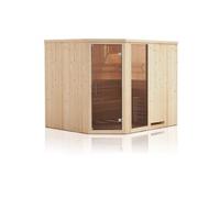 Cabine de sauna d'angle finlandais vitrée KILA 6 places 244x194 x H.199 cm--
