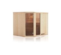 Cabine de sauna d'angle finlandais vitrée MINI 3 places 175x144 x H.199 cm--