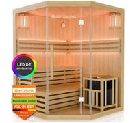 Cabine de sauna en bois de hemlock - Artsauna - Espoo150 Premium - Pour 3 personnes - Dimensions 150 x 150 x 200 cm