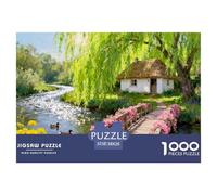 Cabine de Willow Tree au Bord de la rivière Puzzle en Bois Imperméable DIY Puzzles De 1000 Pièces pour Adultes Amusant Jeux Éducatifs