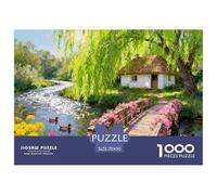 Cabine de Willow Tree au Bord de la rivière Puzzle en Bois Imperméable Puzzles De 1000 Pièces pour Adultes Cadeaux Coloré Jeux De Stimulants