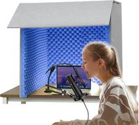 cabine d'enregistrement de bureau, Cabine d'isolation for microphone, cube 80 x cm, for home studio, enregistrement musical, podcasting et traitements acoustiques(Blue)
