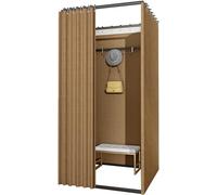 Cabine d'essayage amovible portable, vestiaire avec rideaux occultants et crochets, assemblé facile à transporter rideaux pour portes d'essayage(Brown1,100x80x200cm)