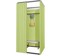Cabine d'essayage amovible portable, vestiaire avec rideaux occultants et crochets, assemblé facile à transporter rideaux pour portes d'essayage(vert,80x80x200cm)